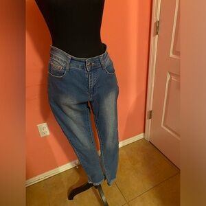 Fashion Nova Blue Denim Jeans with Contrast Stitching